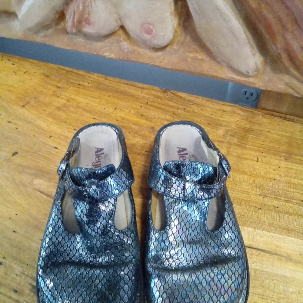Alegria Iridescent Mermaid Size 37 (6.5) Shimmering Snakeskin Pattern